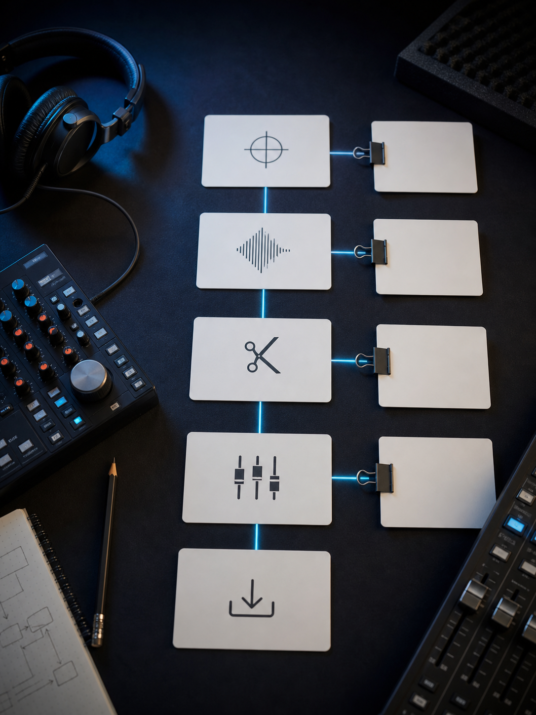 Cartes de brief de session audio illustrées
