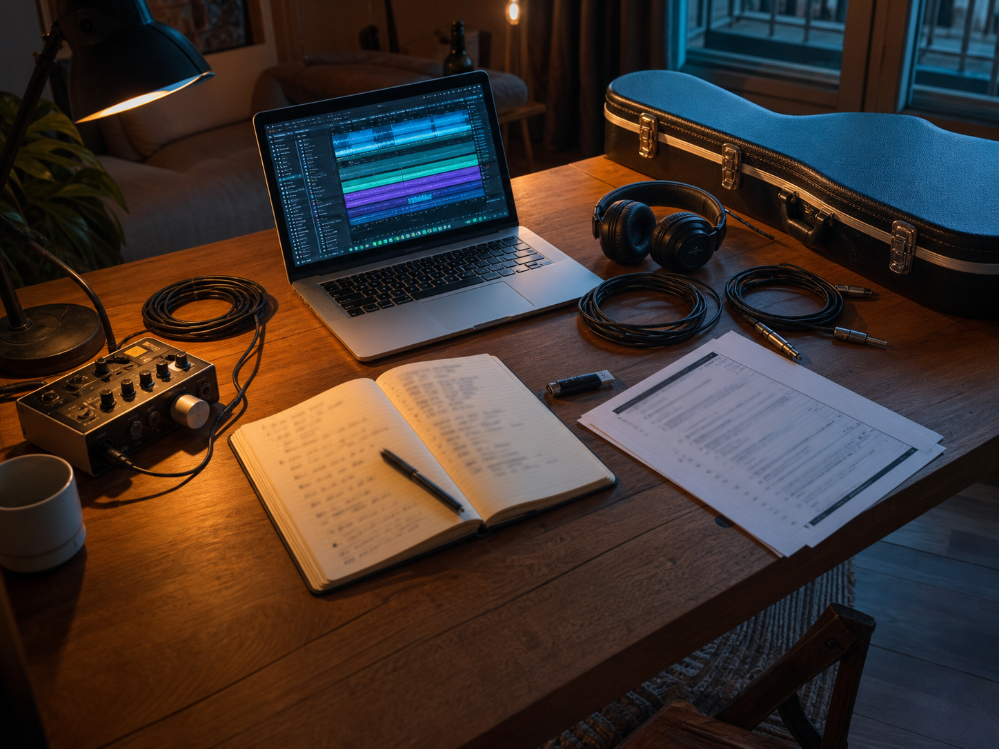 Bureau de préparation de fichiers audio illustré